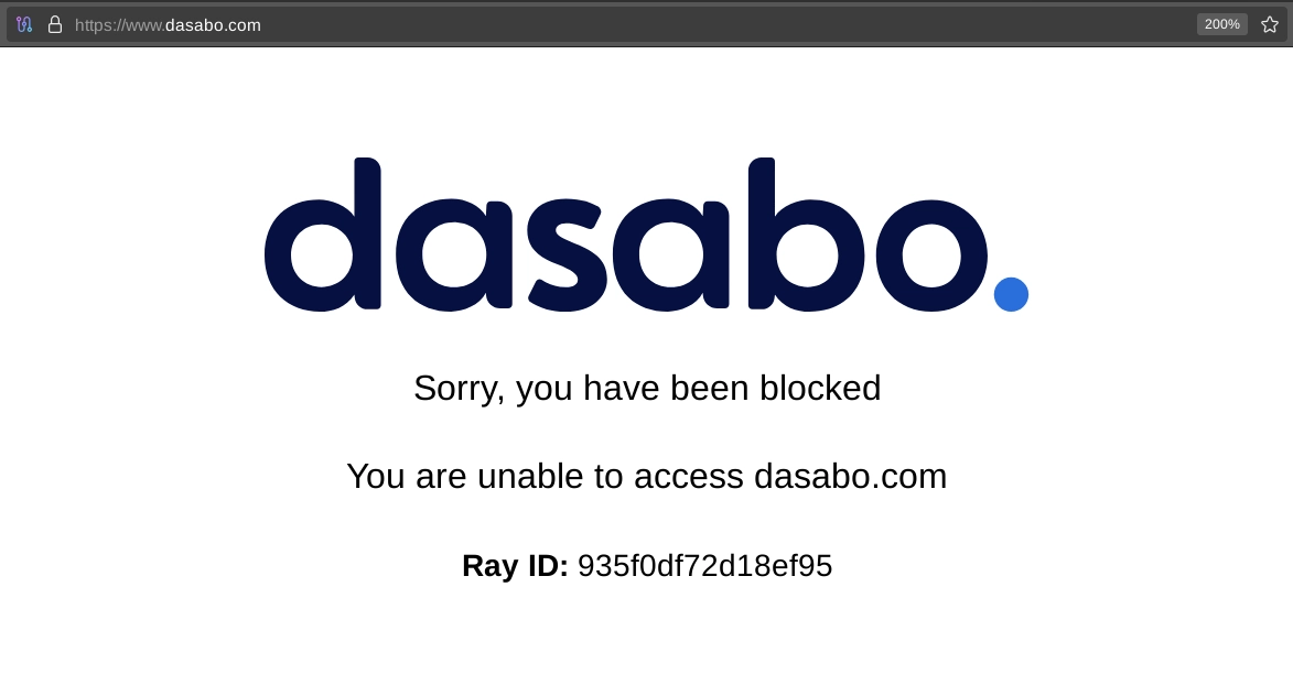 dasabo blocking tor screenshot from tor browser